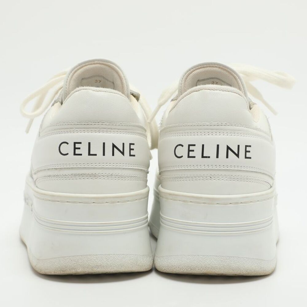Celine White Leather Platform Lace Up Sneakers Size 37 - Picture 5 of 7